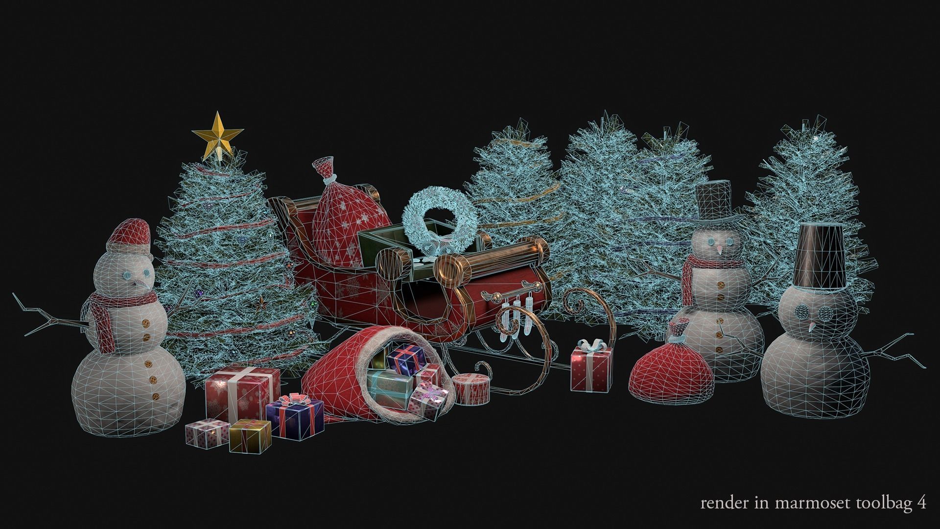Christmas pack Low-poly 3D model_4