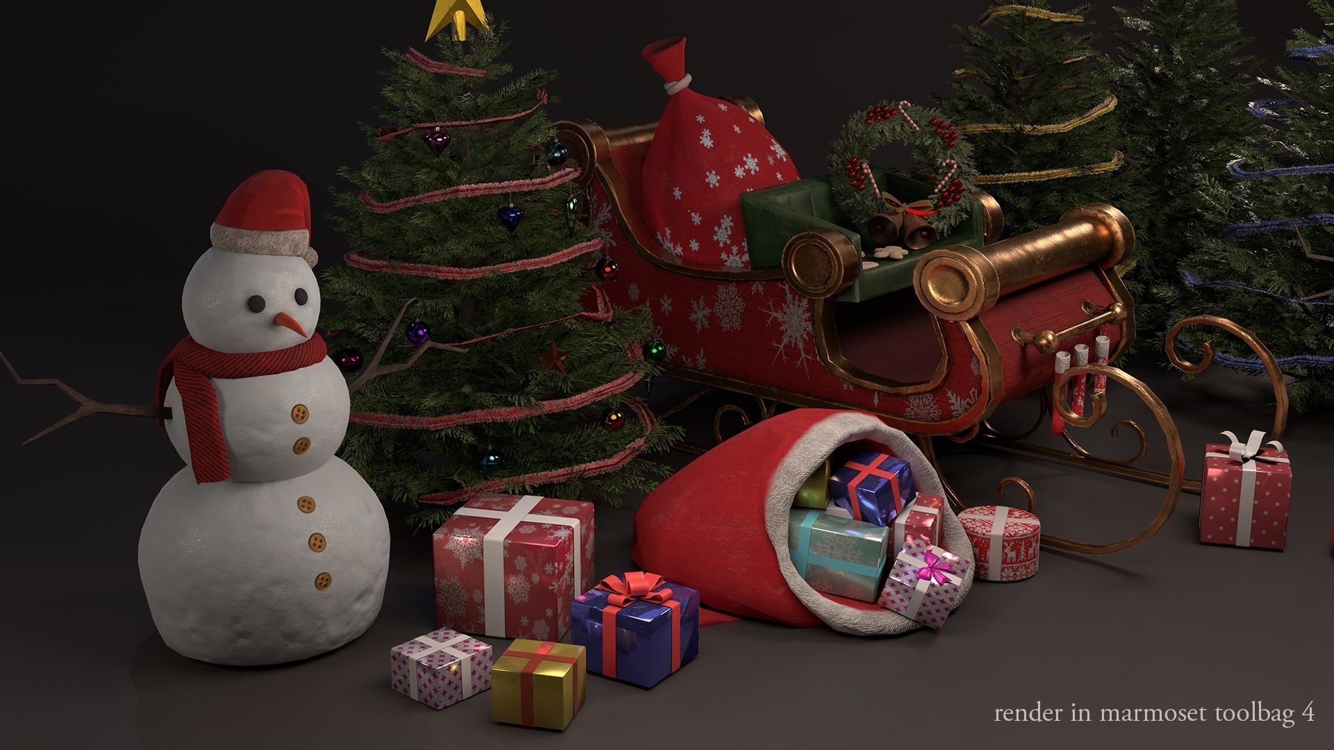 Christmas pack Low-poly 3D model_2