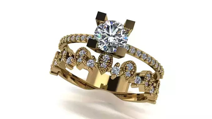 Ring wedding ring two in one engagement assembled 57