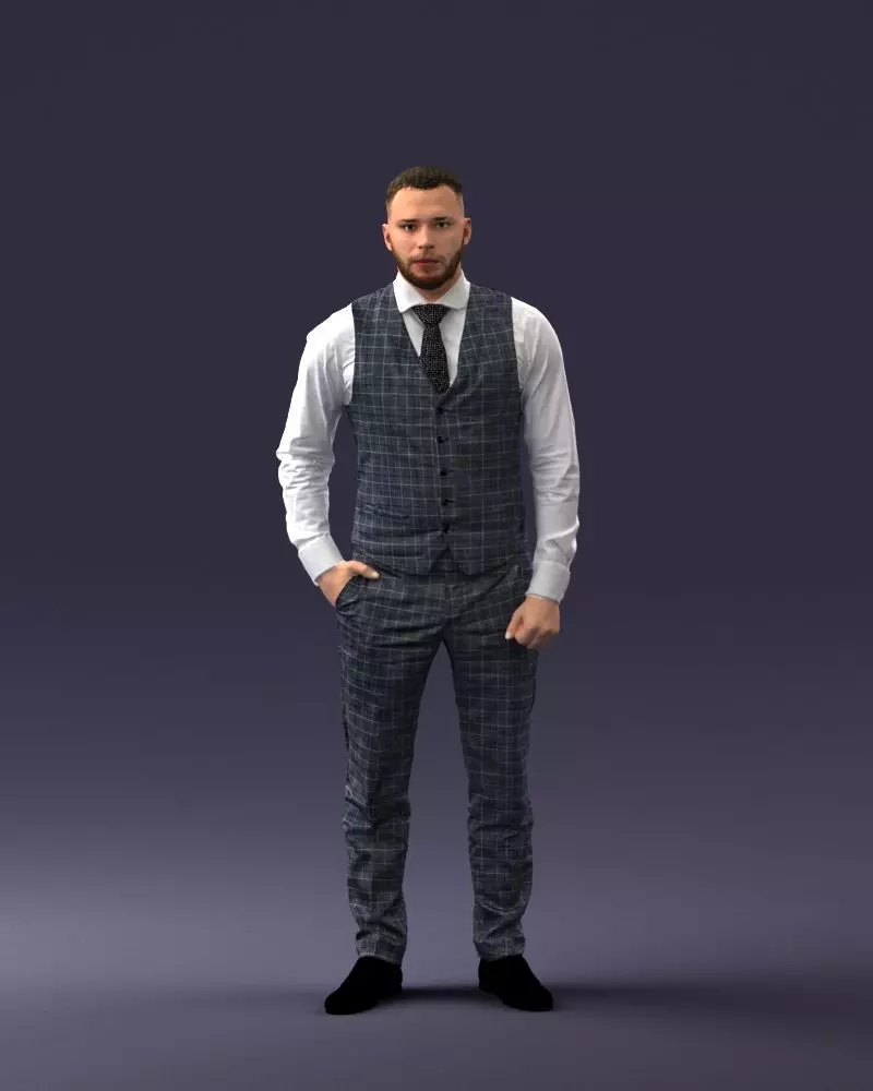 000148 Man in Elegant Checkered Suit 0709 3dp 3D print model