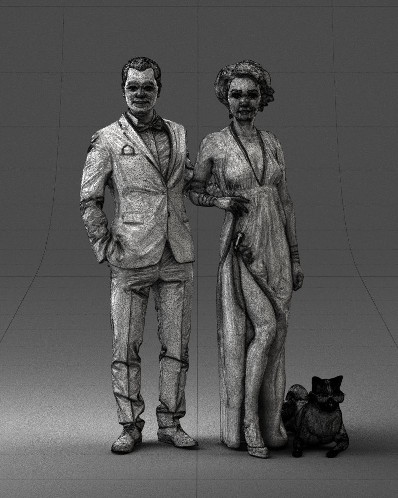 Businessman with woman in red dress and dog 0144 3D Print Ready 3D print model_38