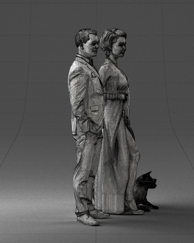 Businessman with woman in red dress and dog 0144 3D Print Ready 3D print model_11