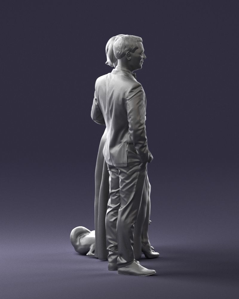 Businessman with woman in red dress and dog 0144 3D Print Ready 3D print model_13