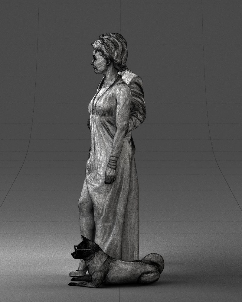 Businessman with woman in red dress and dog 0144 3D Print Ready 3D print model_26