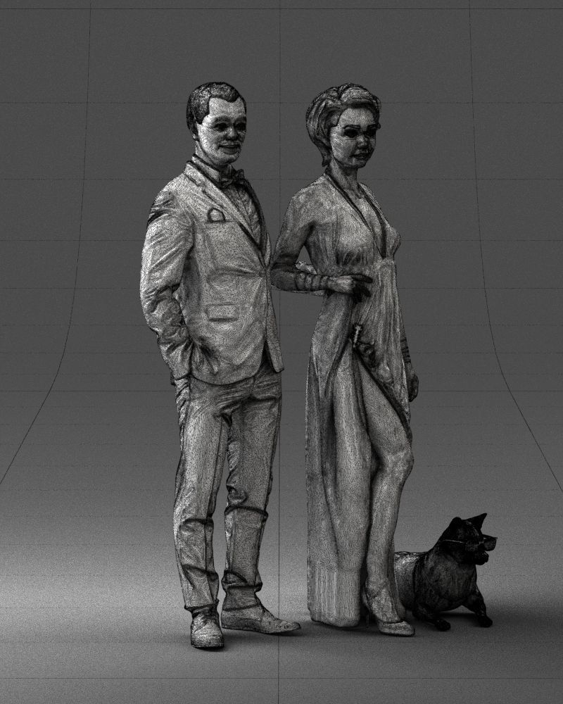 Businessman with woman in red dress and dog 0144 3D Print Ready 3D print model_8