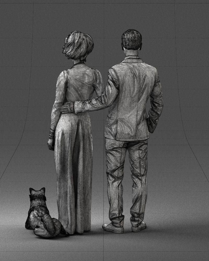Businessman with woman in red dress and dog 0144 3D Print Ready 3D print model_20