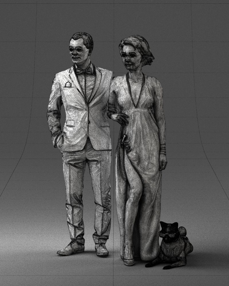 Businessman with woman in red dress and dog 0144 3D Print Ready 3D print model_32