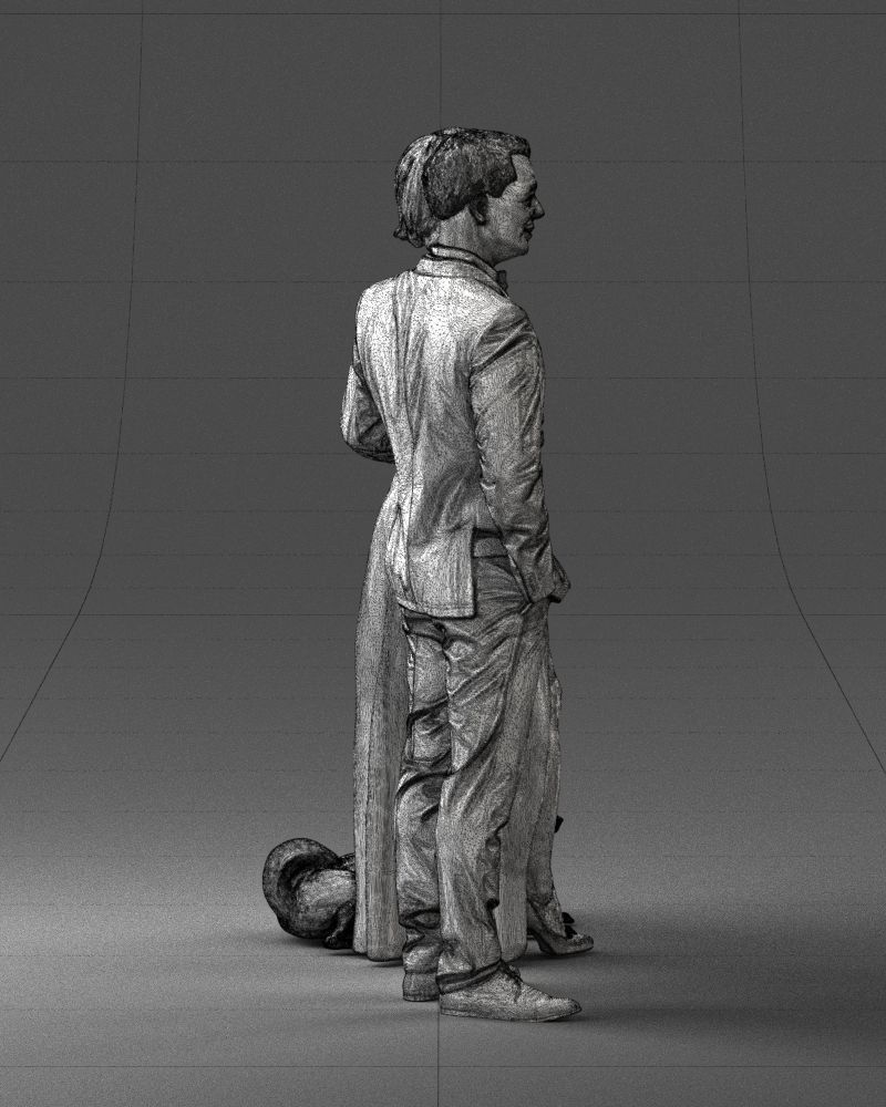 Businessman with woman in red dress and dog 0144 3D Print Ready 3D print model_14