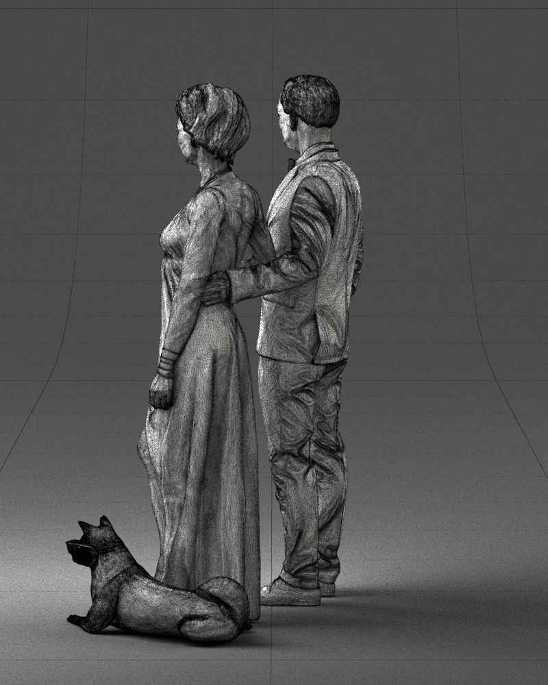 Businessman with woman in red dress and dog 0144 3D Print Ready 3D print model_23