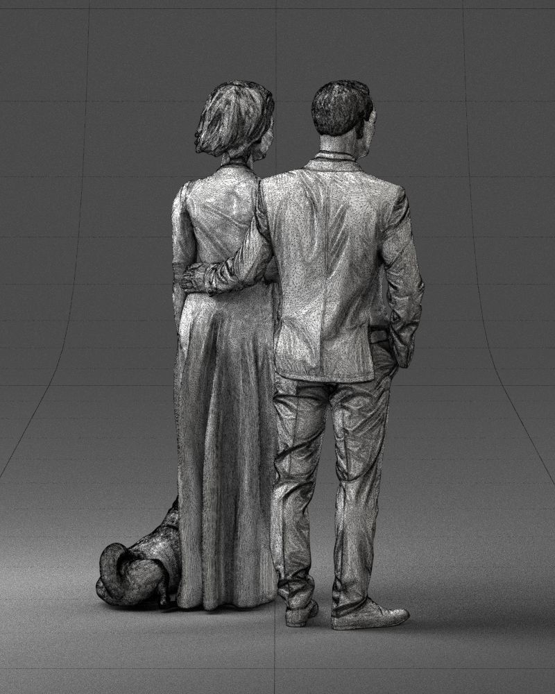 Businessman with woman in red dress and dog 0144 3D Print Ready 3D print model_17