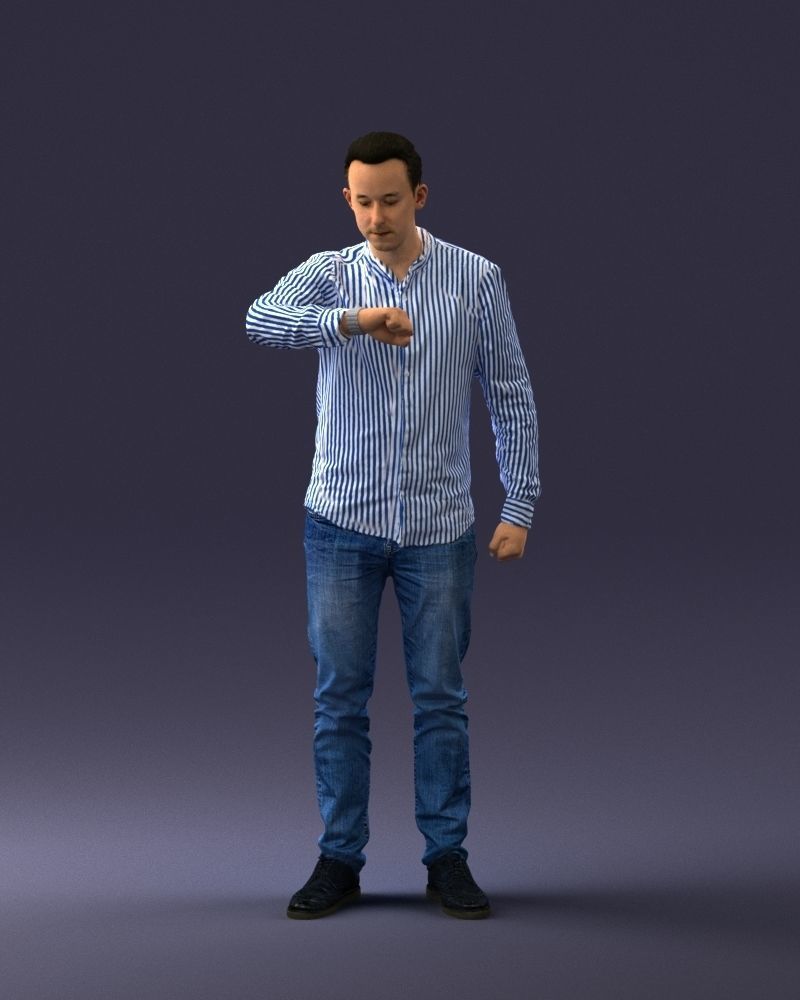 000129 Man Checking His Watch 0529 3D model_3