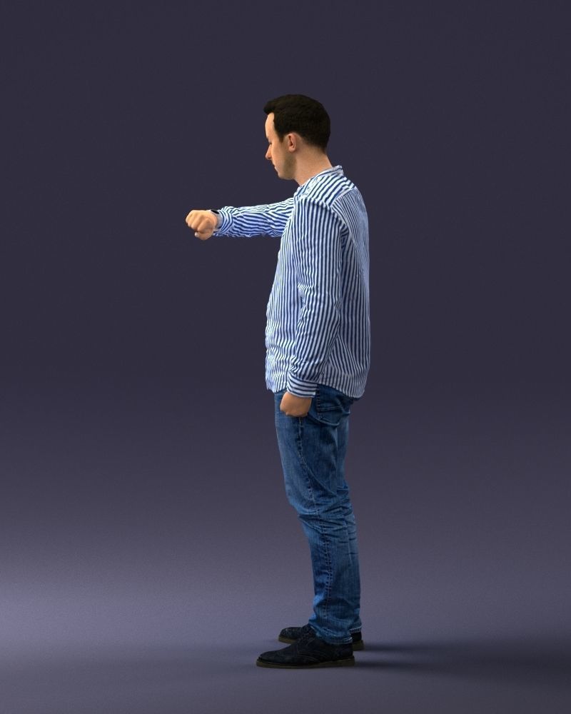 000129 Man Checking His Watch 0529 3D model_24