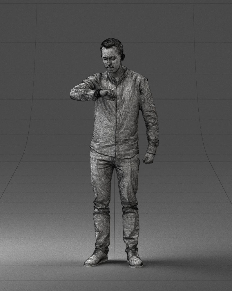 000129 Man Checking His Watch 0529 3D model_2