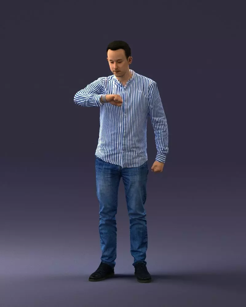 000129 Man Checking His Watch 0529 3D model_0