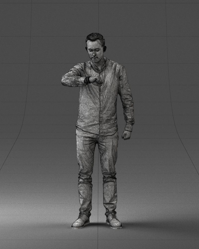 000129 Man Checking His Watch 0529 3D model_5