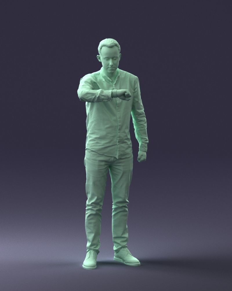 000129 Man Checking His Watch 0529 3D model_7