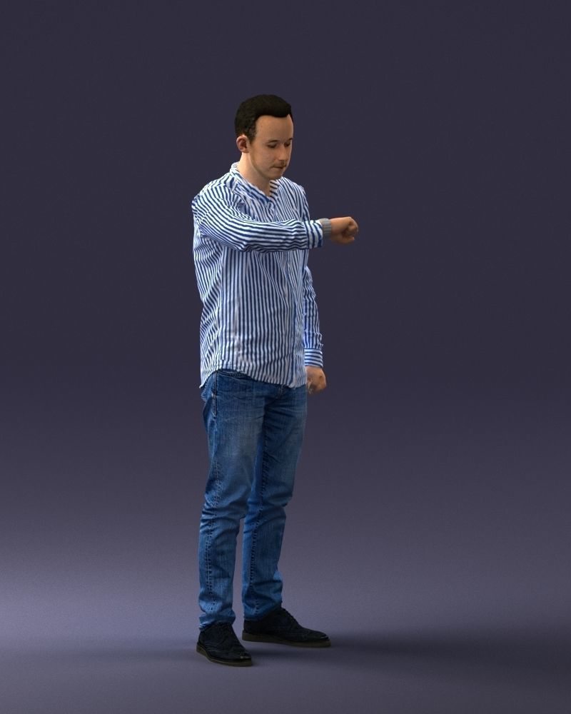 000129 Man Checking His Watch 0529 3D model_9