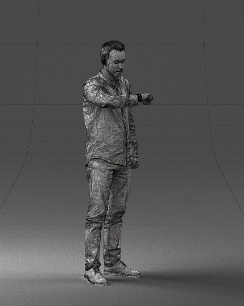 000129 Man Checking His Watch 0529 3D model_11