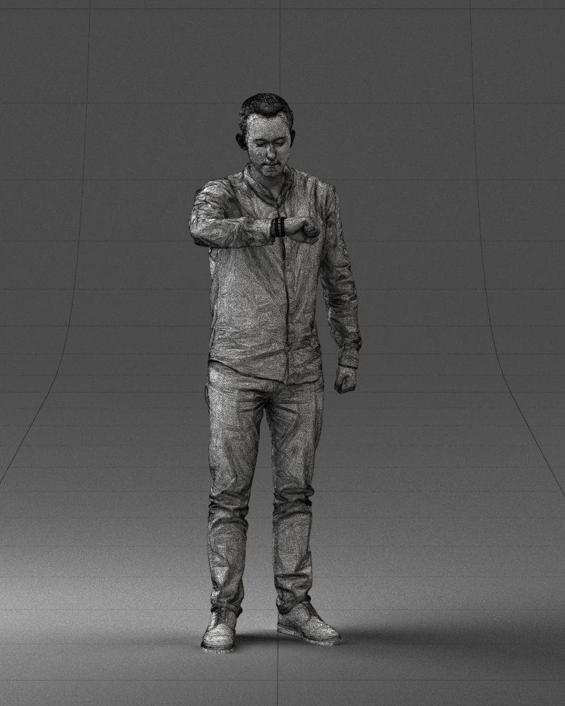 000129 Man Checking His Watch 0529 3D model_8