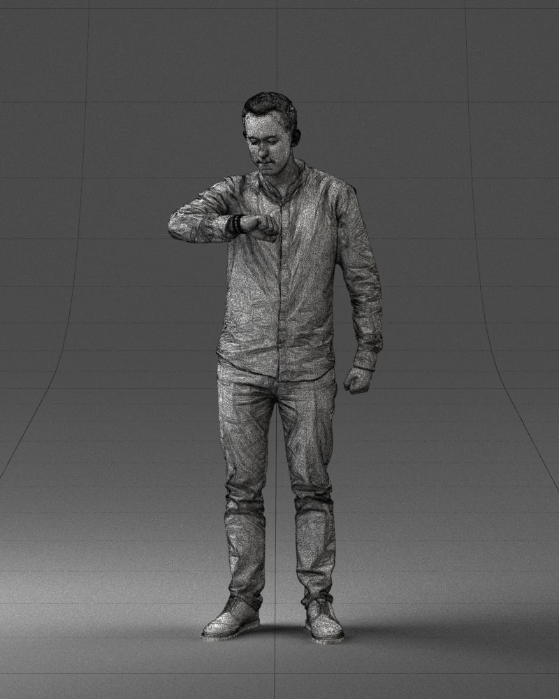 000129 Man Checking His Watch 0529 3D model_38