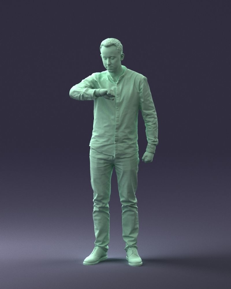 000129 Man Checking His Watch 0529 3D model_1