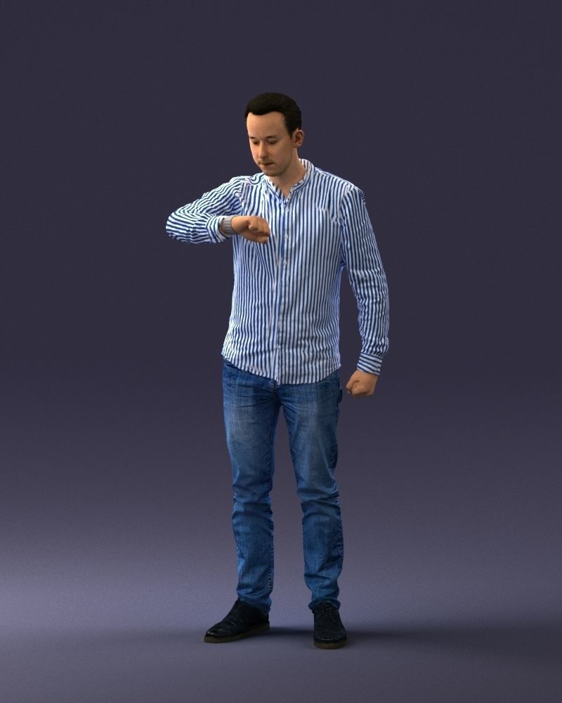 000129 Man Checking His Watch 0529 3D model_33