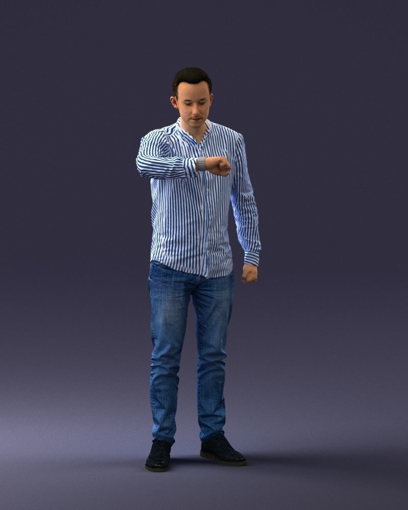 000129 Man Checking His Watch 0529 3D model_6