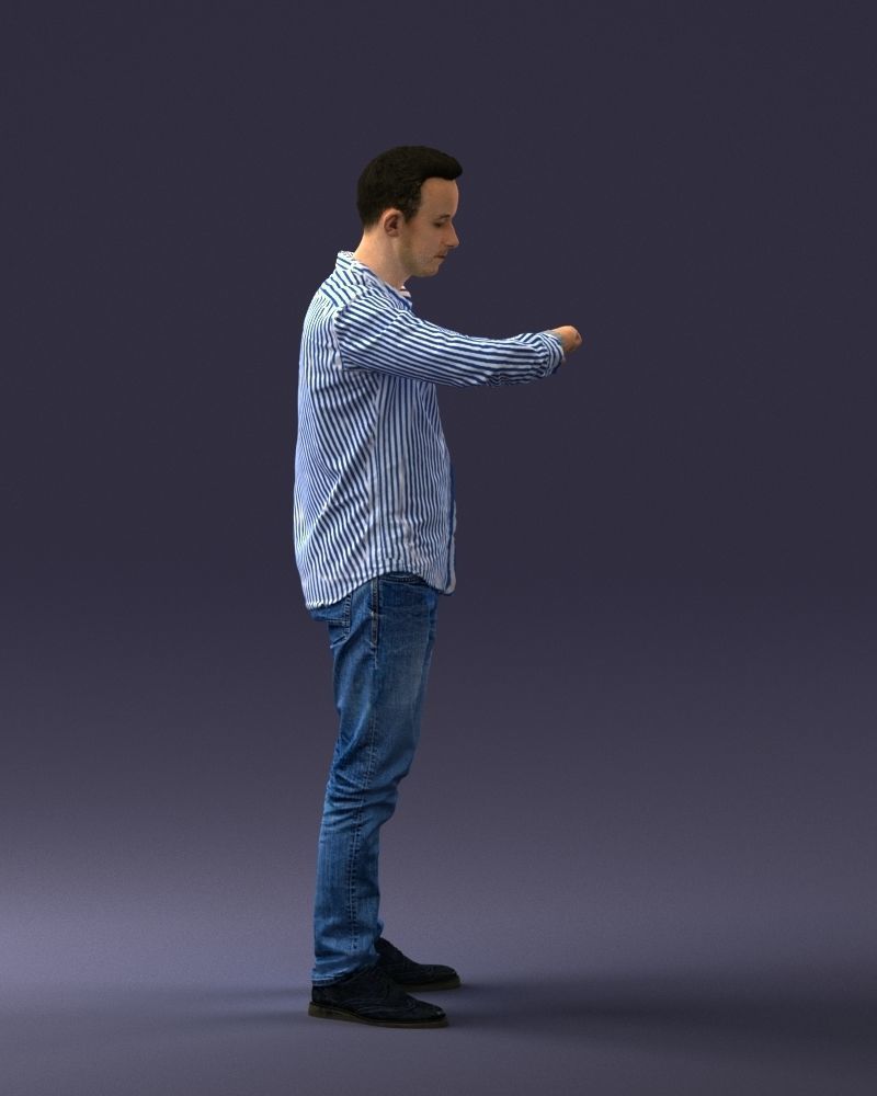 000129 Man Checking His Watch 0529 3D model_12