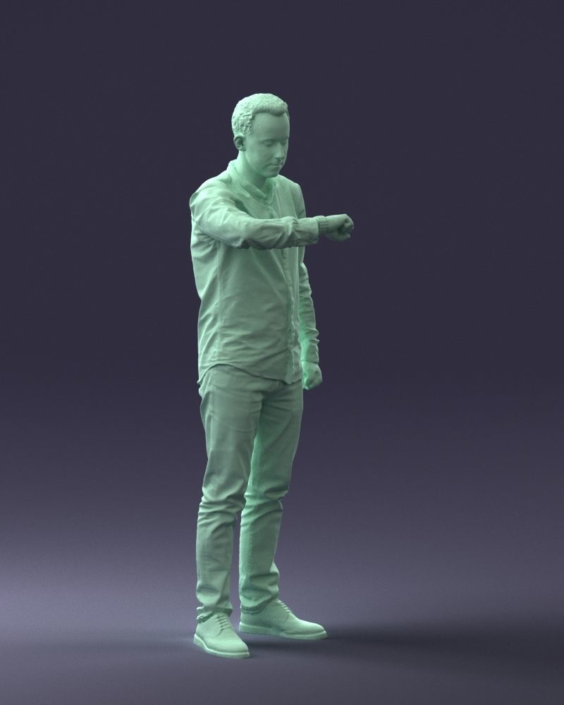 000129 Man Checking His Watch 0529 3D model_10