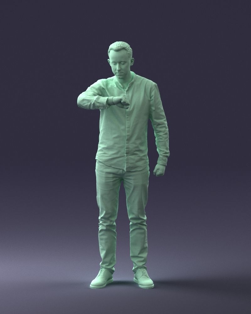 000129 Man Checking His Watch 0529 3D model_4