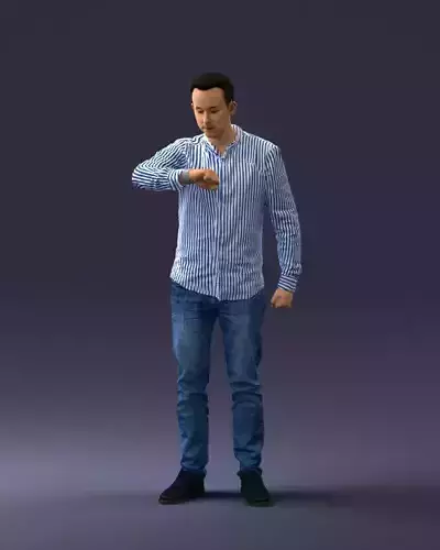 000129 Man Checking His Watch 0529 3dp