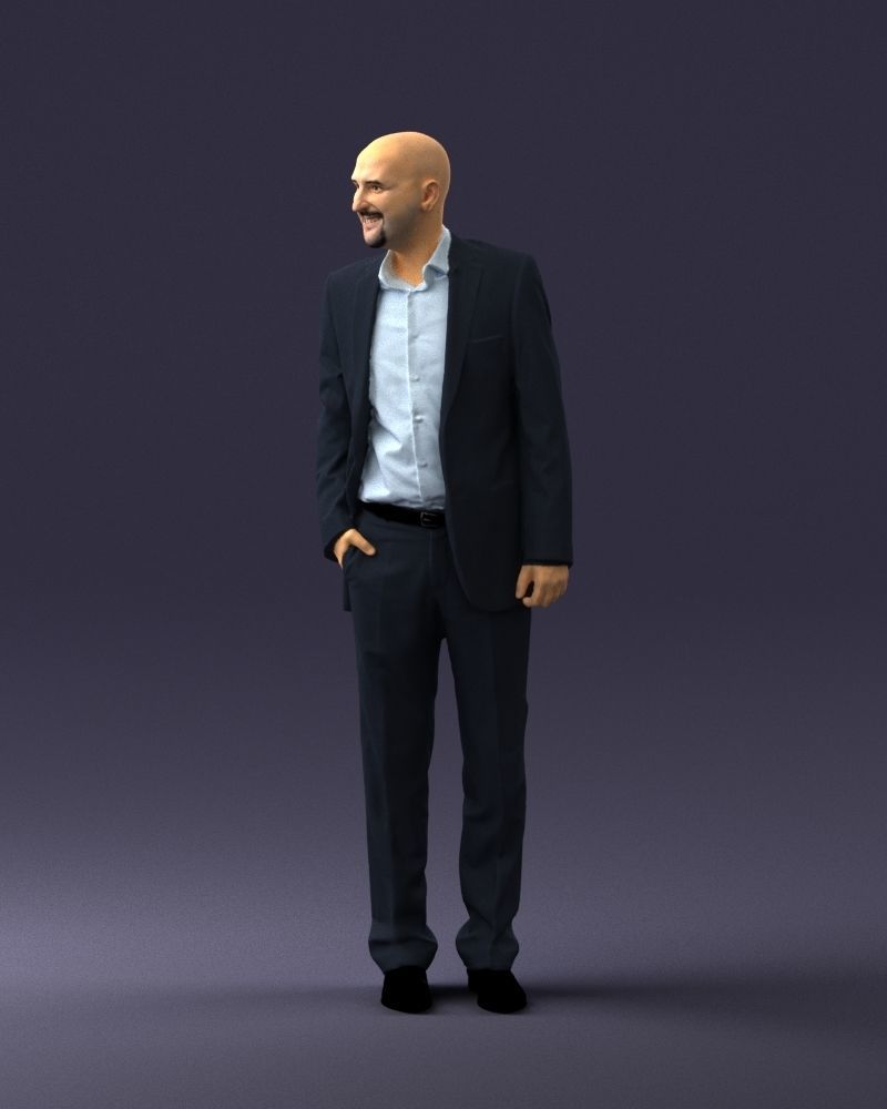 Cheerful bald man in business suit 0309 3D model_27