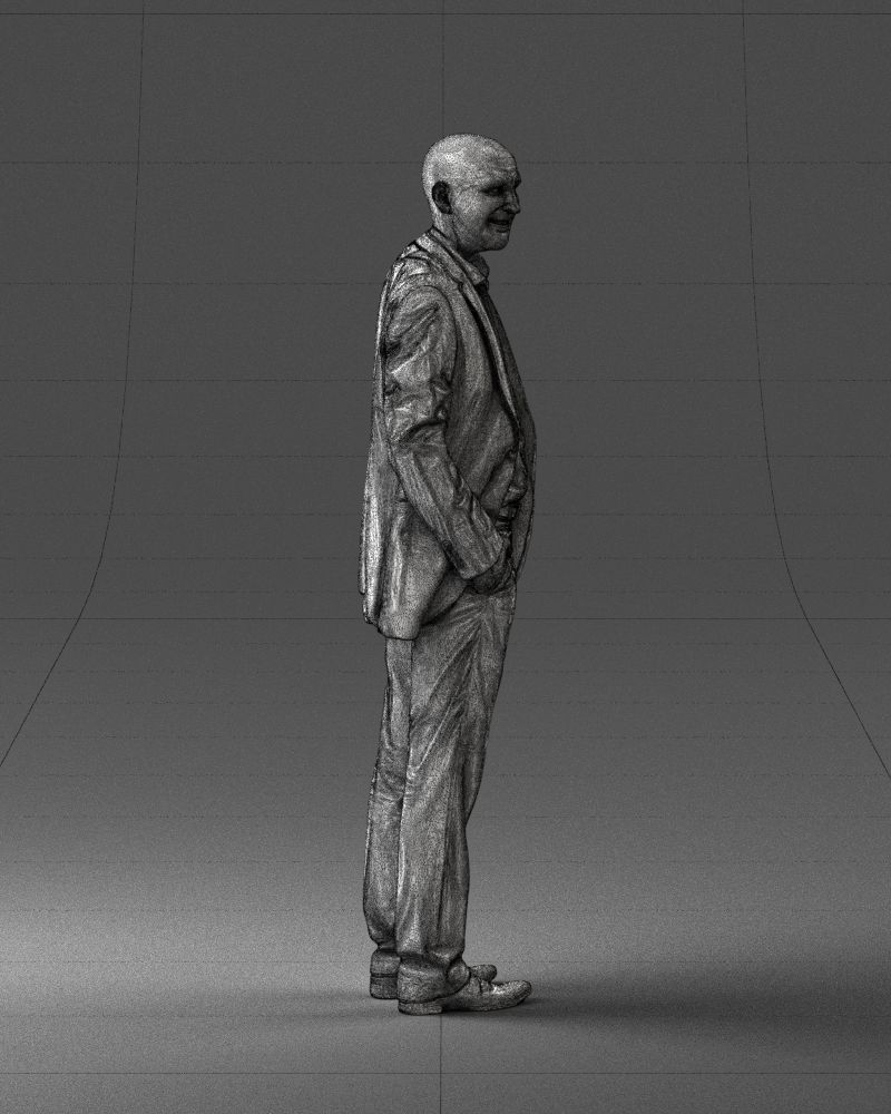 Cheerful bald man in business suit 0309 3D model_11