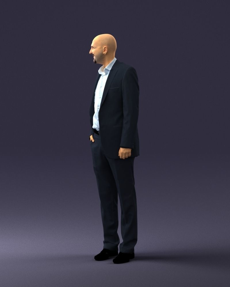 Cheerful bald man in business suit 0309 3D model_24