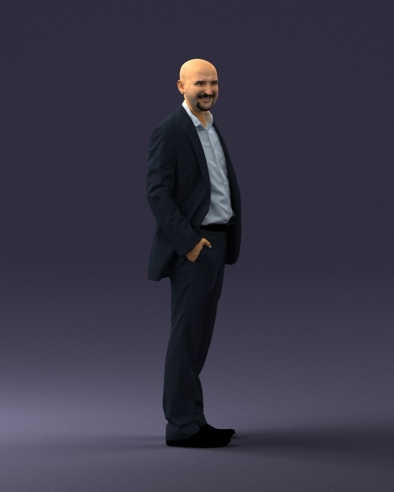 Cheerful bald man in business suit 0309 3D model_6