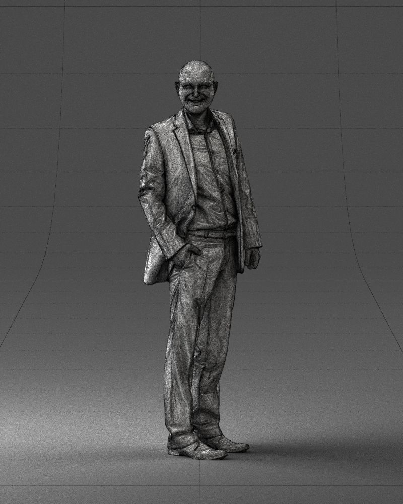 Cheerful bald man in business suit 0309 3D model_2