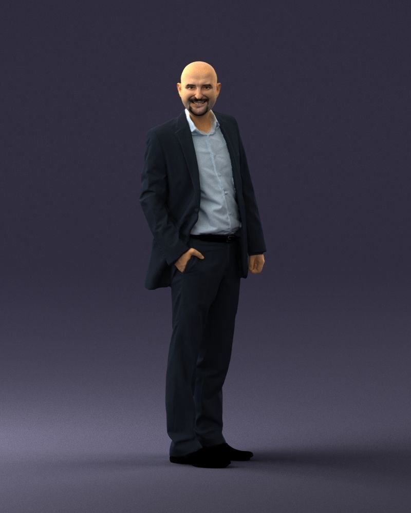 Cheerful bald man in business suit 0309 3D model_36