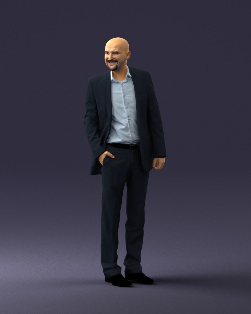 Cheerful bald man in business suit 0309 3D model_30