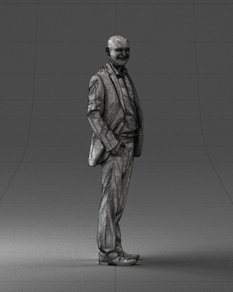 Cheerful bald man in business suit 0309 3D model_8