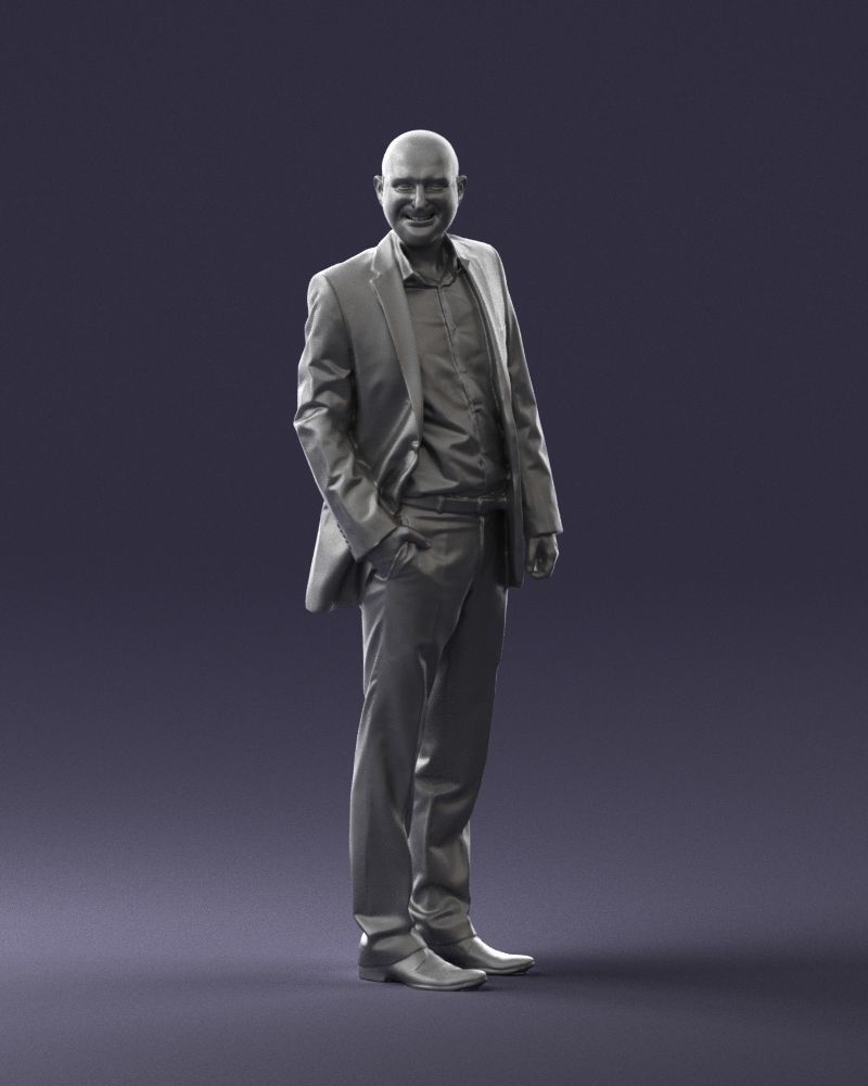 Cheerful bald man in business suit 0309 3D model_37