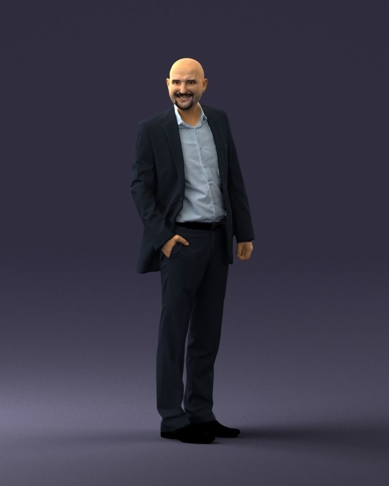 Cheerful bald man in business suit 0309 3D model_33