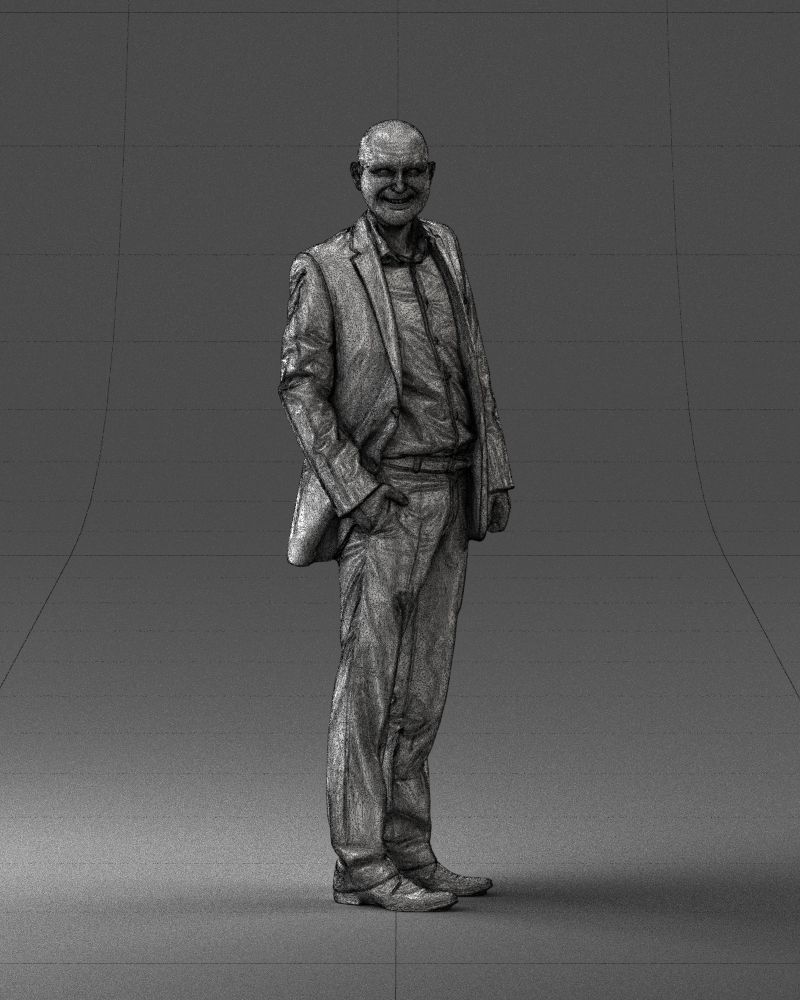 Cheerful bald man in business suit 0309 3D model_5