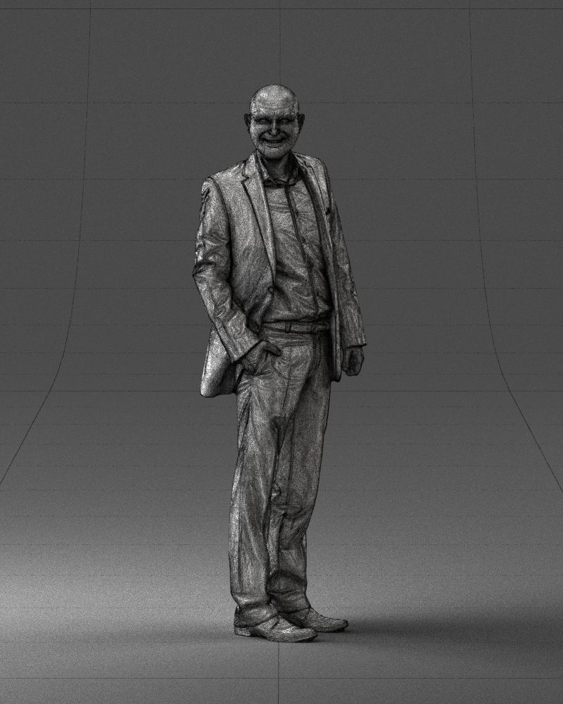 Cheerful bald man in business suit 0309 3D model_38
