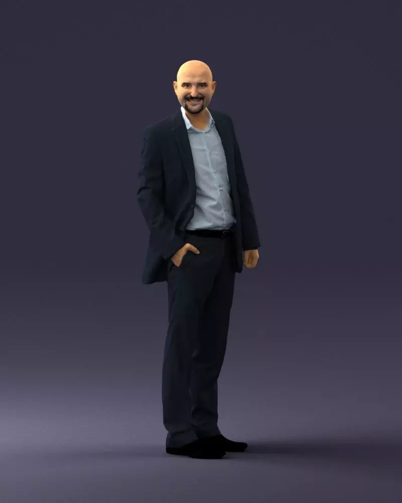 Cheerful bald man in business suit 0309 3D model_0