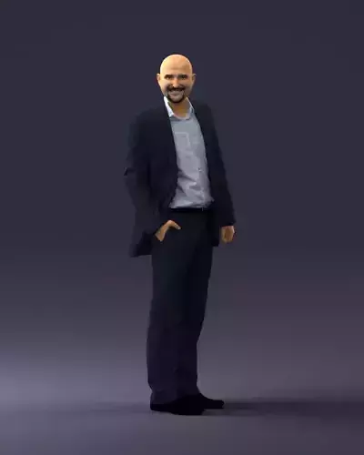 Cheerful bald man in business suit 0309 3D Print Ready 3D print model