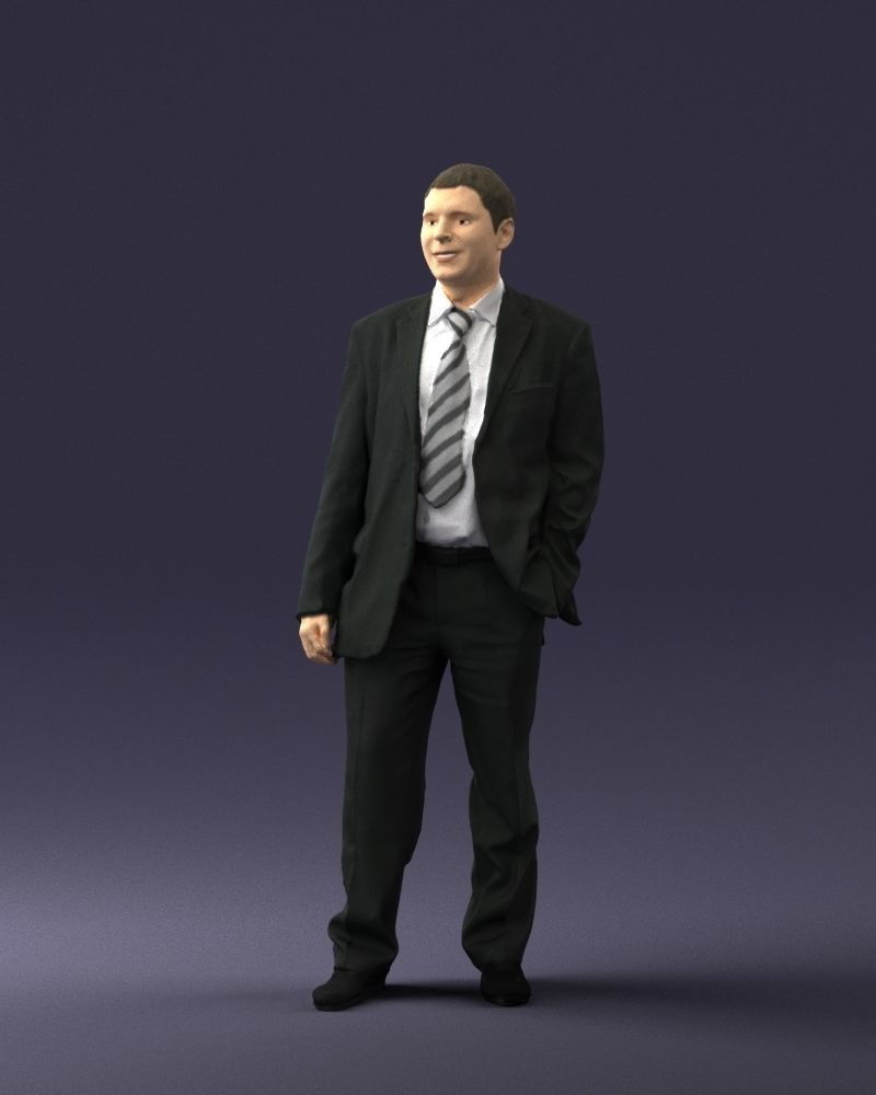 Cheerful man dark suit 0662 3D model_3