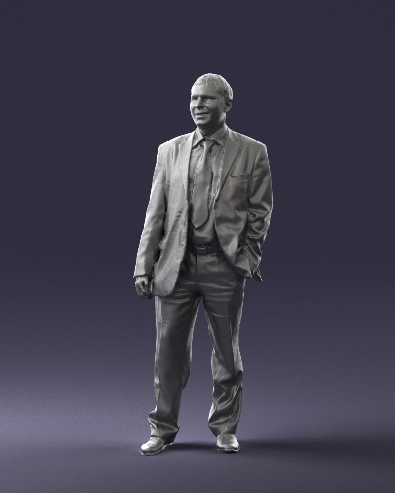 Cheerful man dark suit 0662 3D model_4