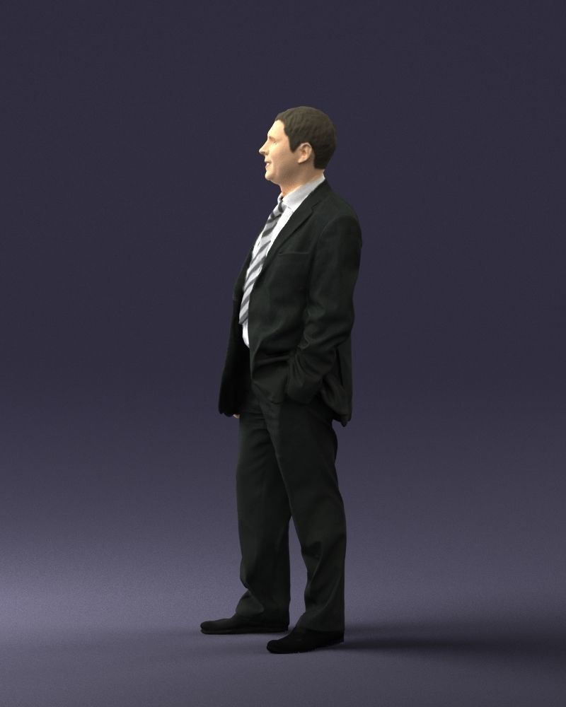 Cheerful man dark suit 0662 3D model_9