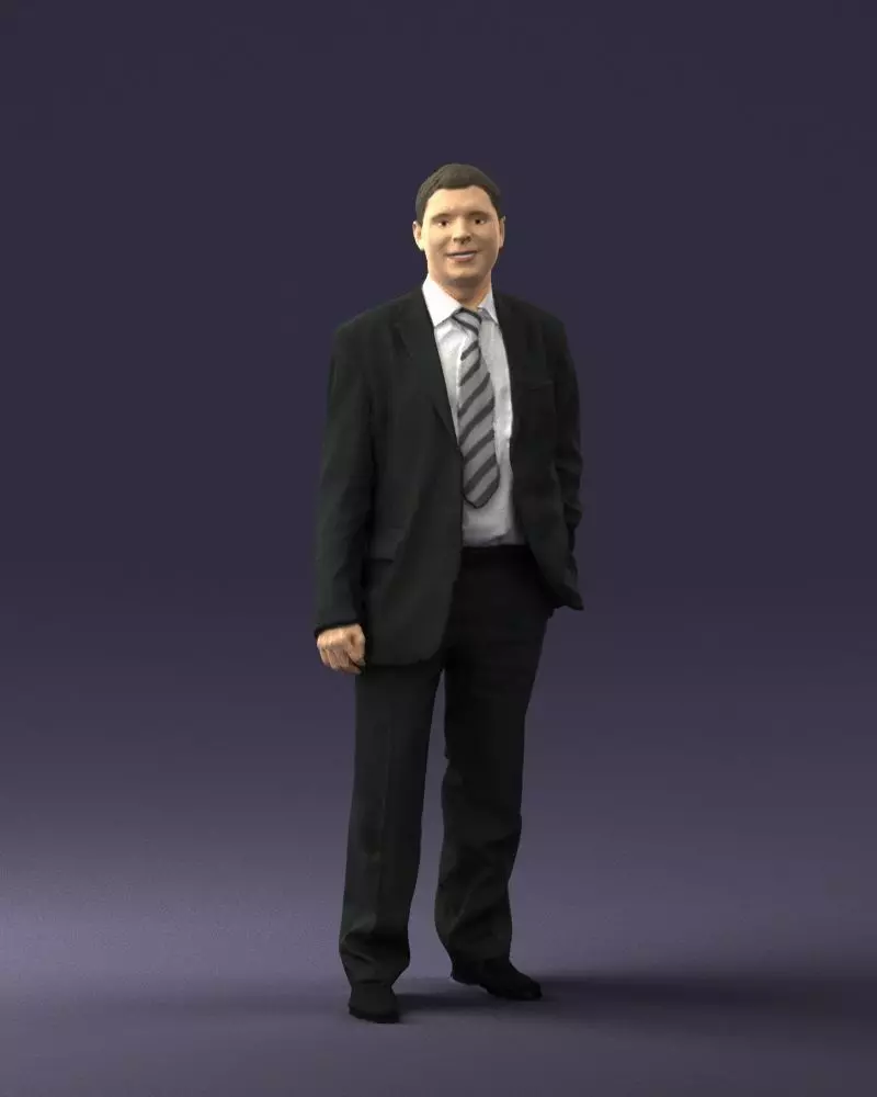 Cheerful man dark suit 0662 3D model_0