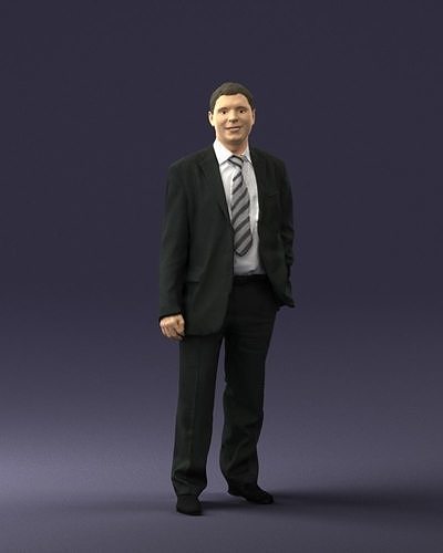 Cheerful man dark suit 0662 3D model